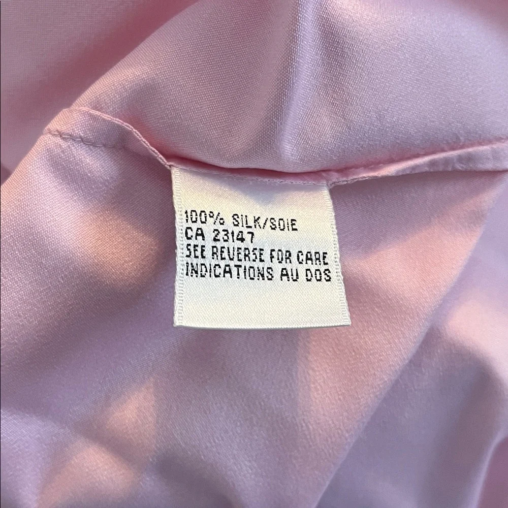 Talbots Pure Silk Light Pink Button-Down Shirt - Picture 7 of 8